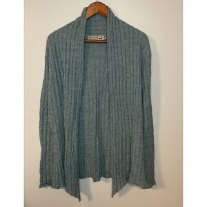 Peruvian Link Small/Medium Cardigan Teal‎ Blue Green Cable Knit 100% Baby Alpaca